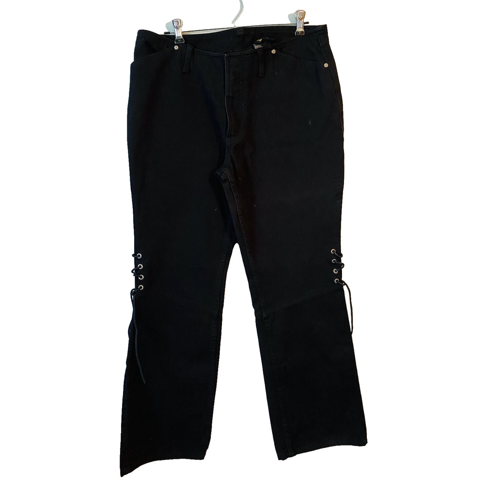 Harley Davidson Black Denim Boot Cut Jeans Motorcycle Riding Pants Women Size 12